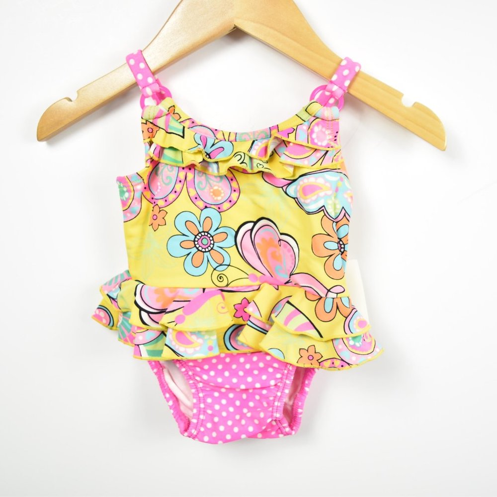 Tropical  bathing suit with peplum skirt 6-9m